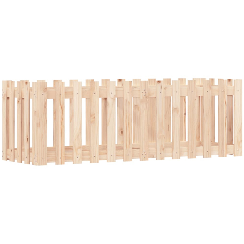 vidaXL Natural Solid Pine Wood Fence Design Raised Garden Bed 150 x 50 x 50cm Image 1