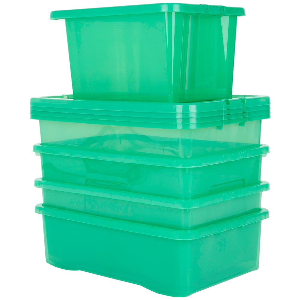Wham Crystal Stackable Plastic Green Storage Box with Lid 5 Piece Image 1