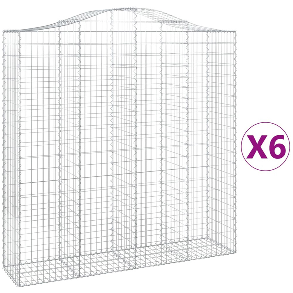 vidaXL Silver Galvanised Iron Arched Gabion Basket 200 x 50 x 200/220cm 6 Pack Image 2