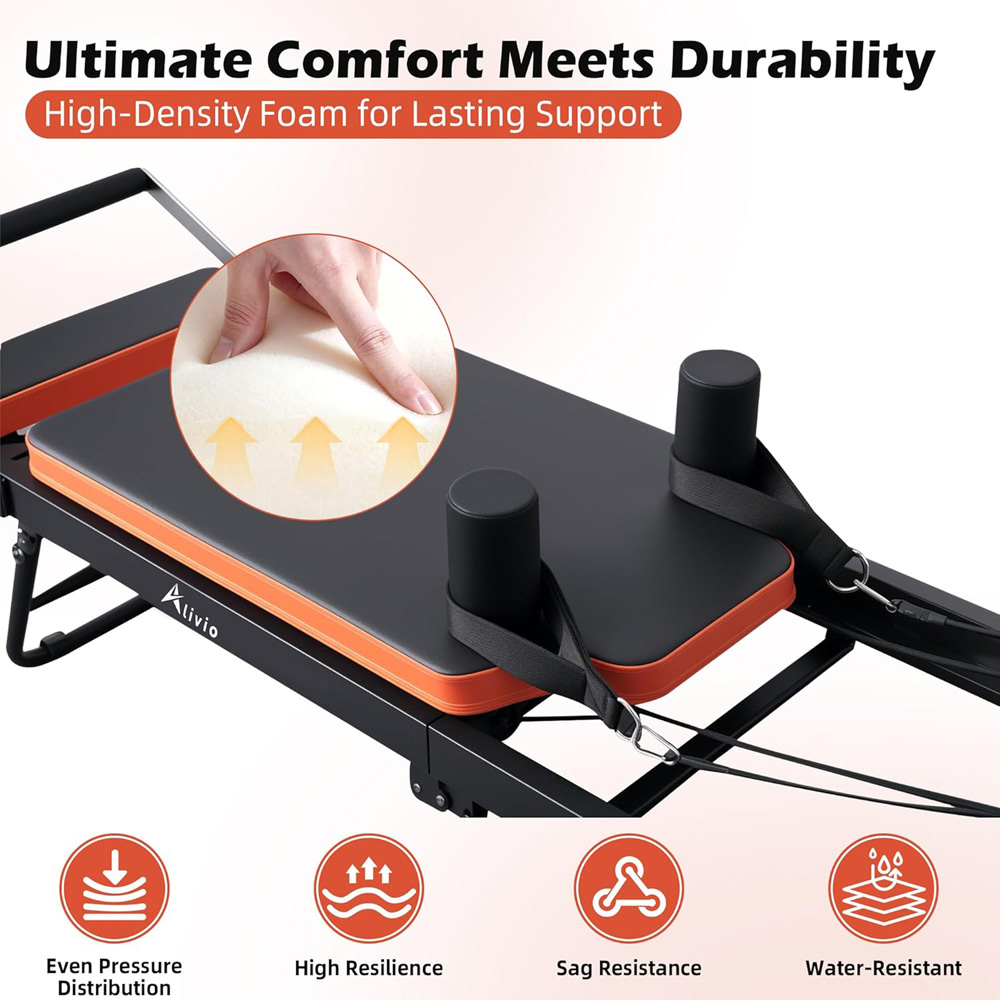 Alivio Foldable Full Body Pilates Reformer Workout Machine with Adjustable Pulley and Foot Pedal Image 6