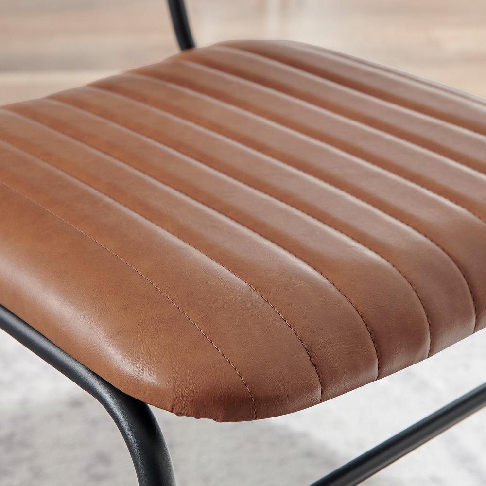 Furniturebox Guinn Set of 2 Tan and Black Faux Leather Dining Chairs Image 3