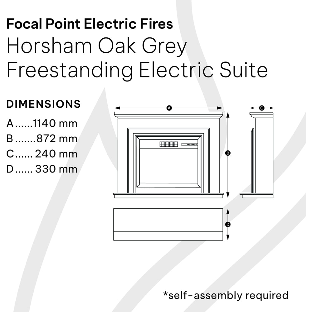 Focal Point Horsham Oak and Grey Electric Fire Suite Image 8