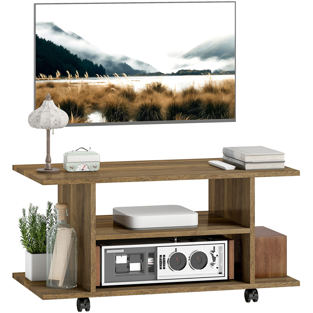 Portland 4 Shelf Walnut Mobile Modern Multifunctional TV Unit Image 2