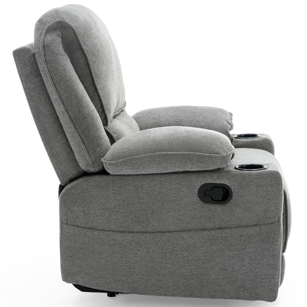 Furniture Online Sydney Grey Manual Recliner Chair with Cupholder Image 5