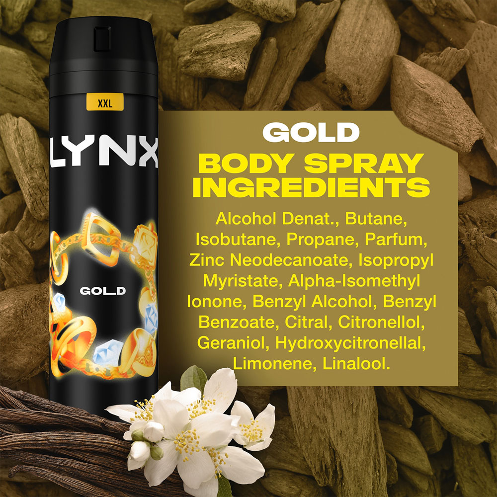 Lynx Gold Oud Wood and Dark Vanilla 48H Protection Deodorant Body Spray 250ml 6 Pack Image 5