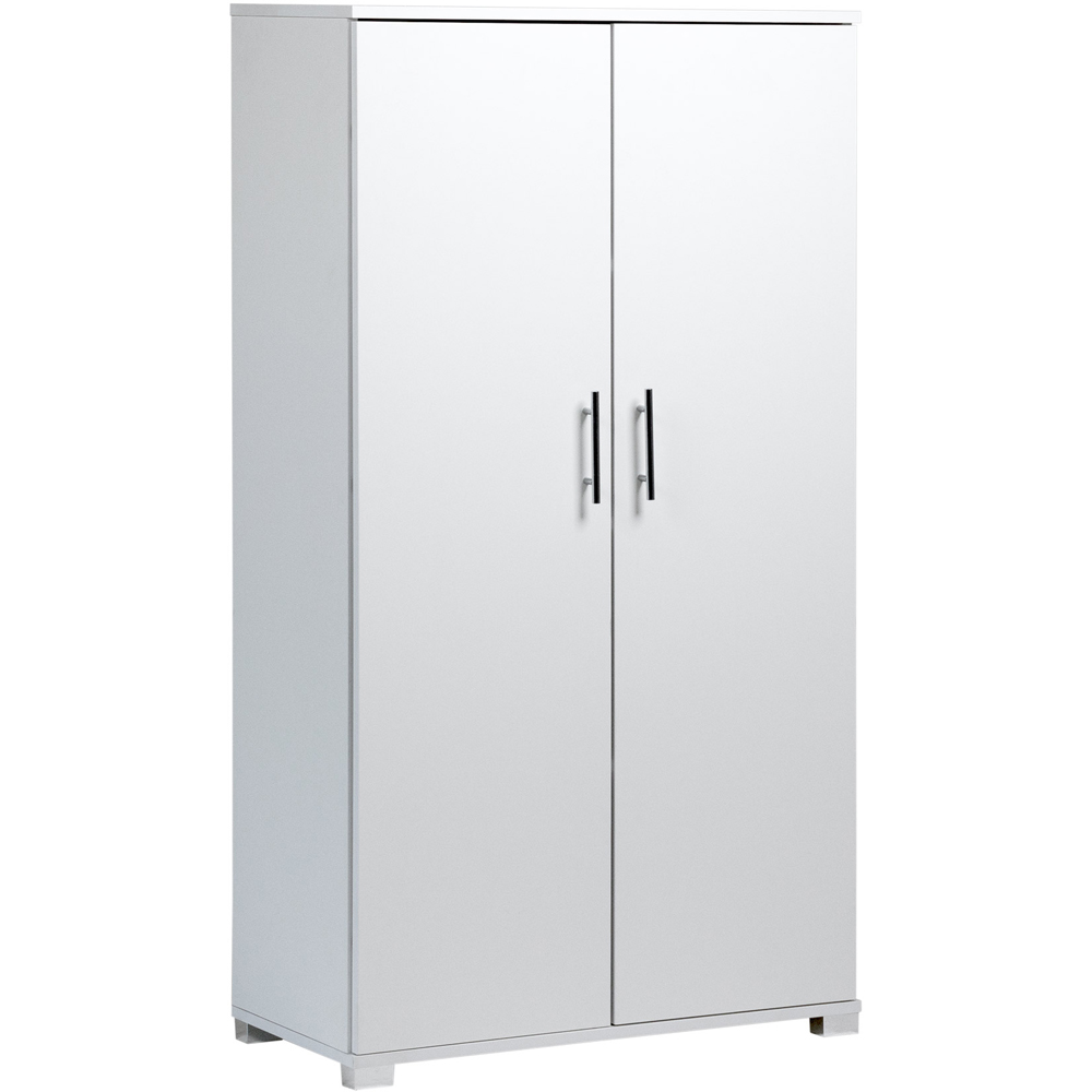 MMT Furniture Designs 2 Door White Wooden Lockable Filing Cabinet Image 2