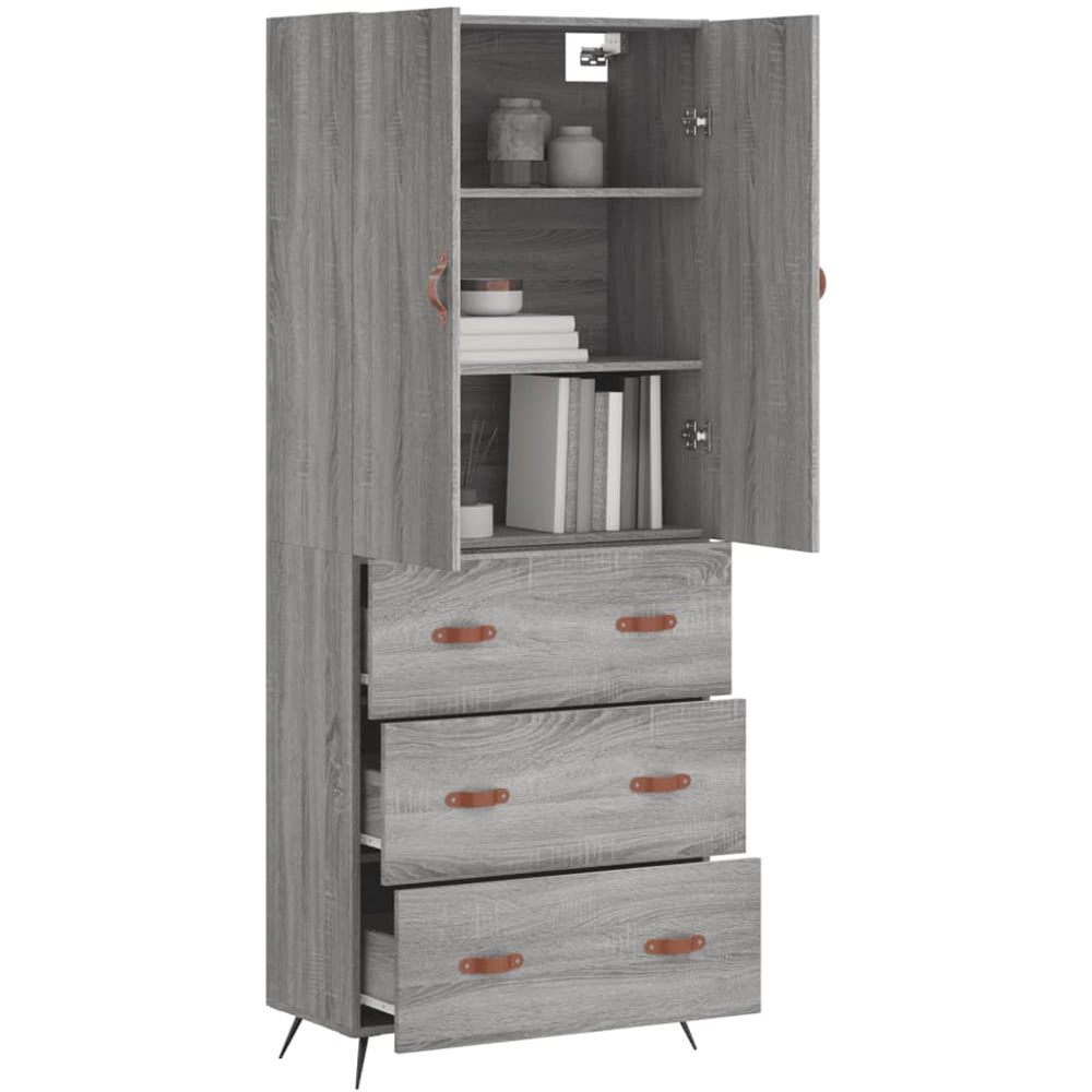 vidaXL 2 Door 3 Drawer Grey Sonoma Tall Highboard Image 3