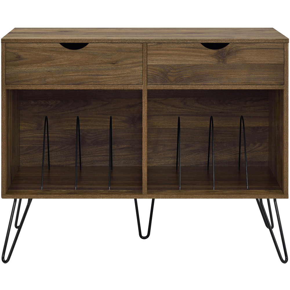 Novogratz Harmony 2 Drawer Walnut Turntable Stand Image 3