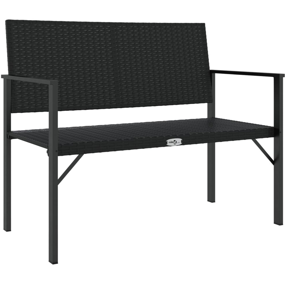 vidaXL 2 Seater Black Rattan Garden Bench Image 2