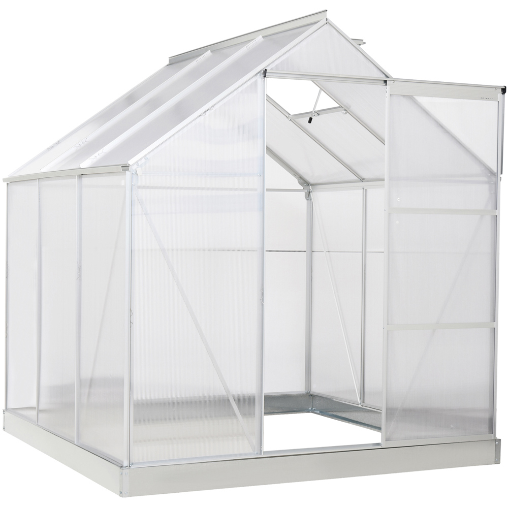 Outsunny White Polycarbonate 6 x 6ft Walk In Lean to Greenhouse Image 1