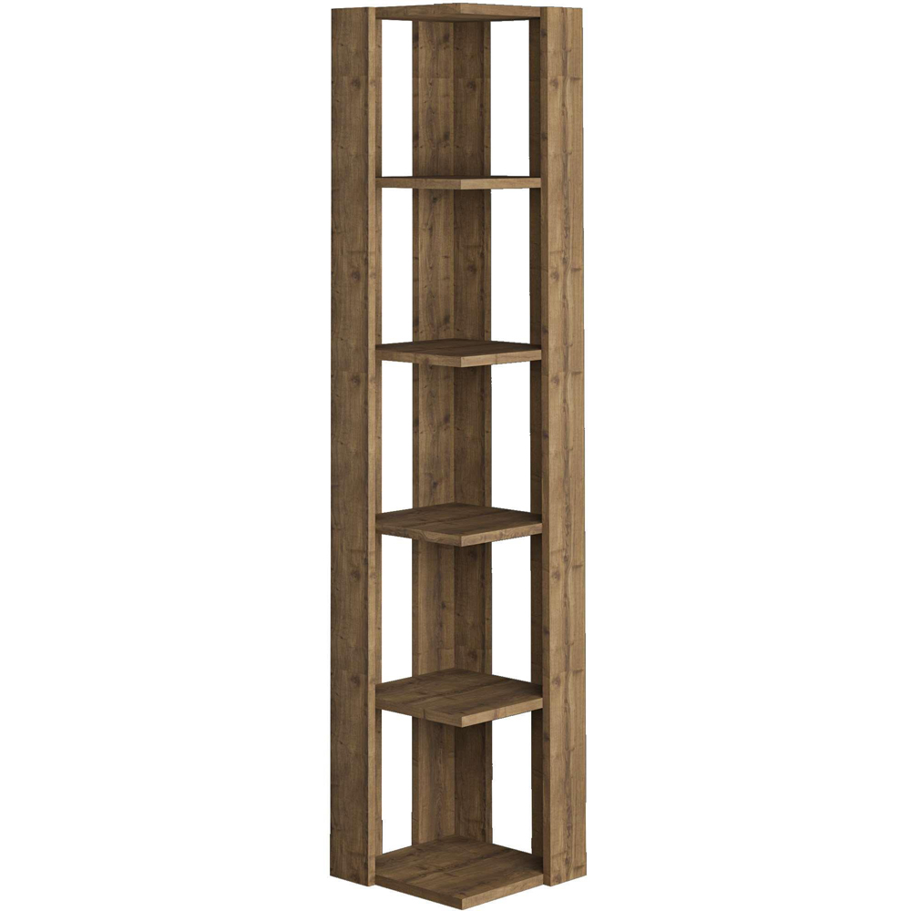 Decortie Nati 5 Shelf Dark Oak Effect Modern Corner Bookcase Image 2