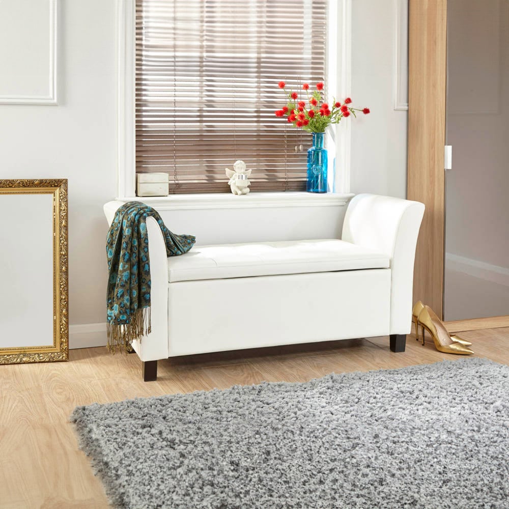 GFW Verona White Upholstered Window Seat Image 3