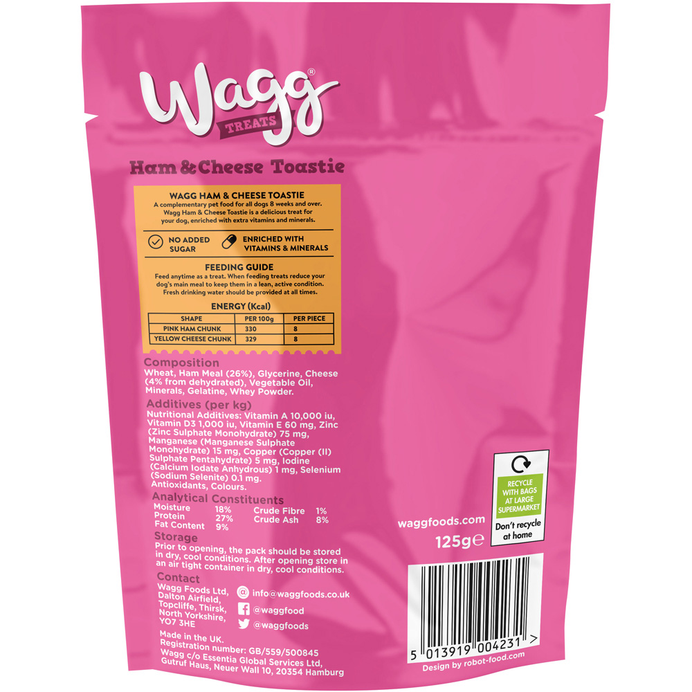Wagg Ham and Cheese Toastie Dog Treat 125g Image 2