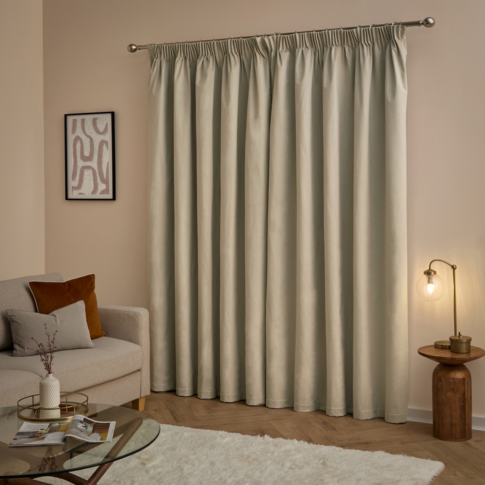 Furn The Ultimate Natural Velvet Blackout Pencil Pleat Curtains 168 x 229cm Image 2