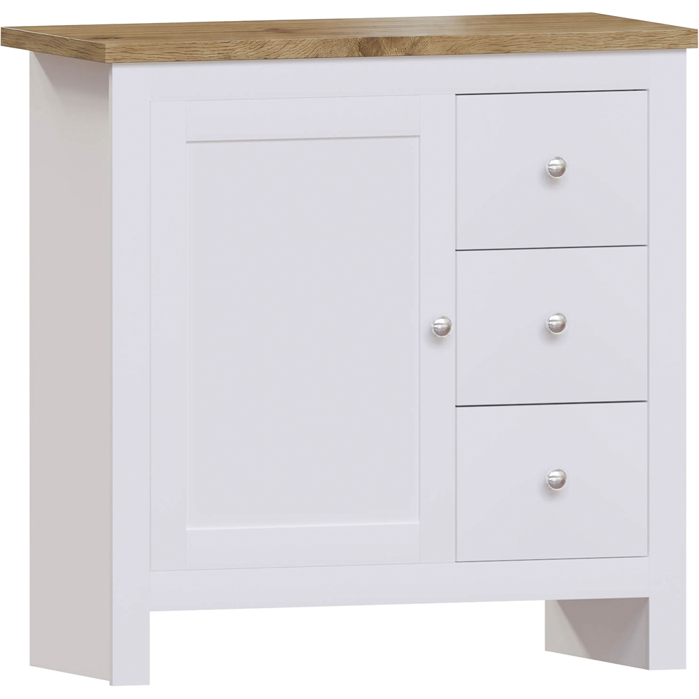 VIDA DESIGNS Arlington Single Door 3 Drawer White Sideboard Image 2