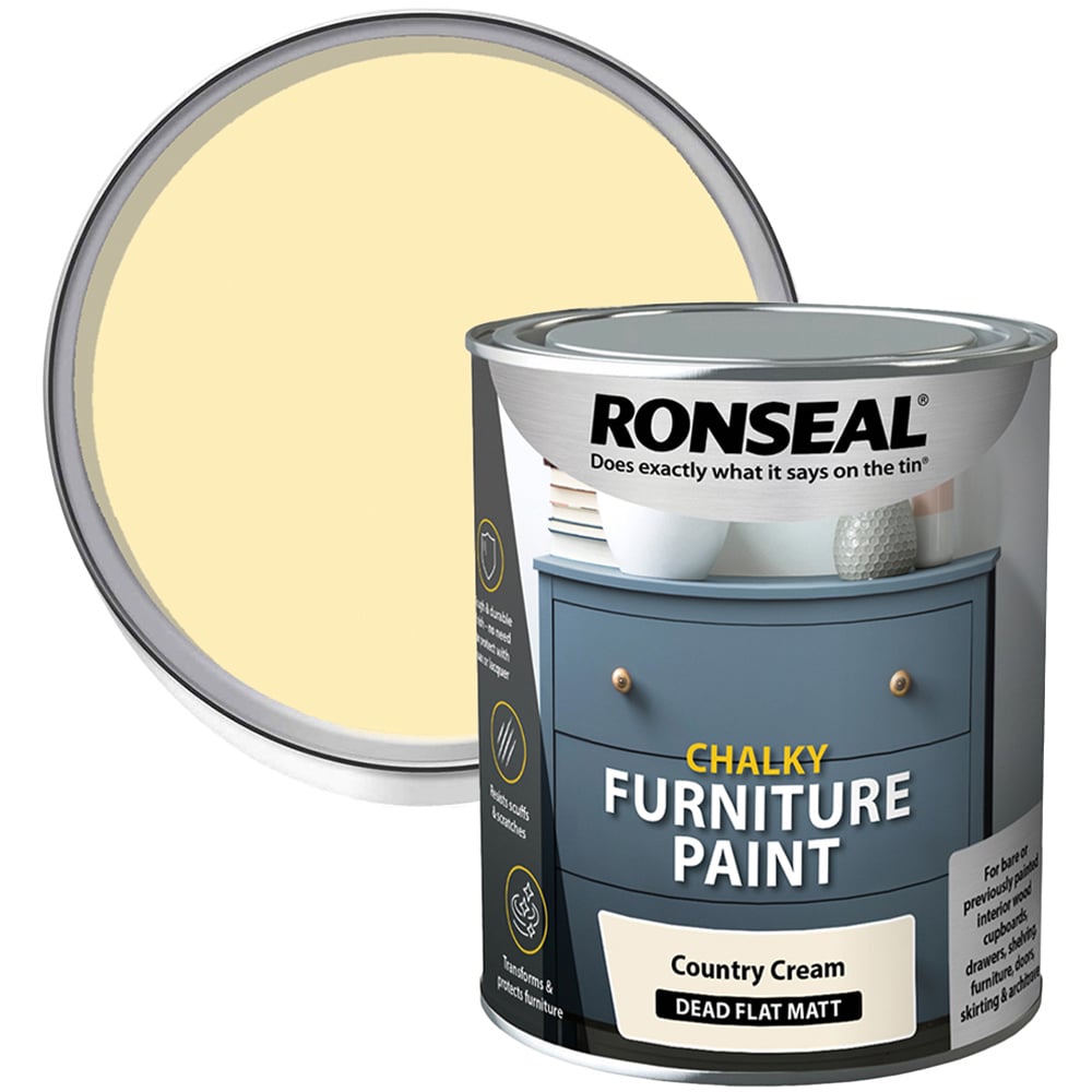 Ronseal Country Cream Chalky Furniture Paint 750ml Image 1