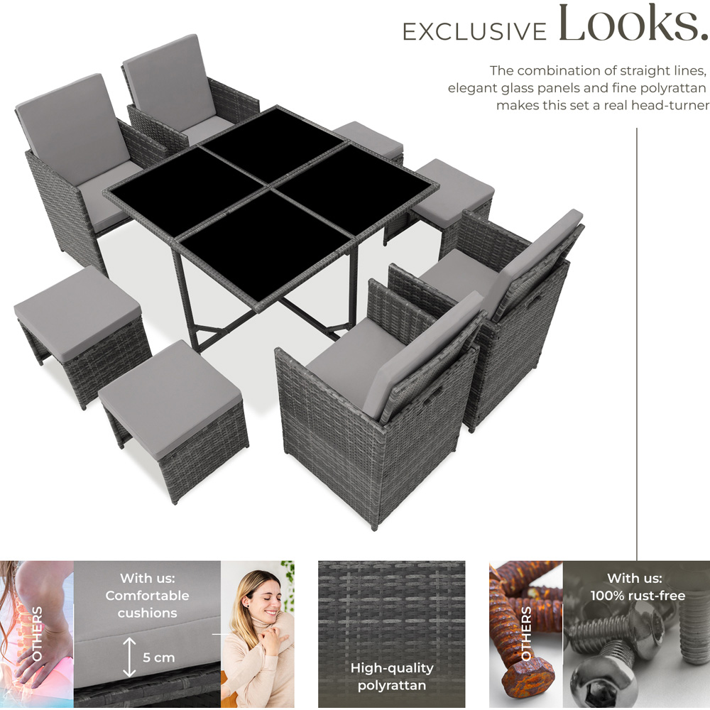 tectake Bilbao 8 Seater Garden Dining Table Set Grey Image 3