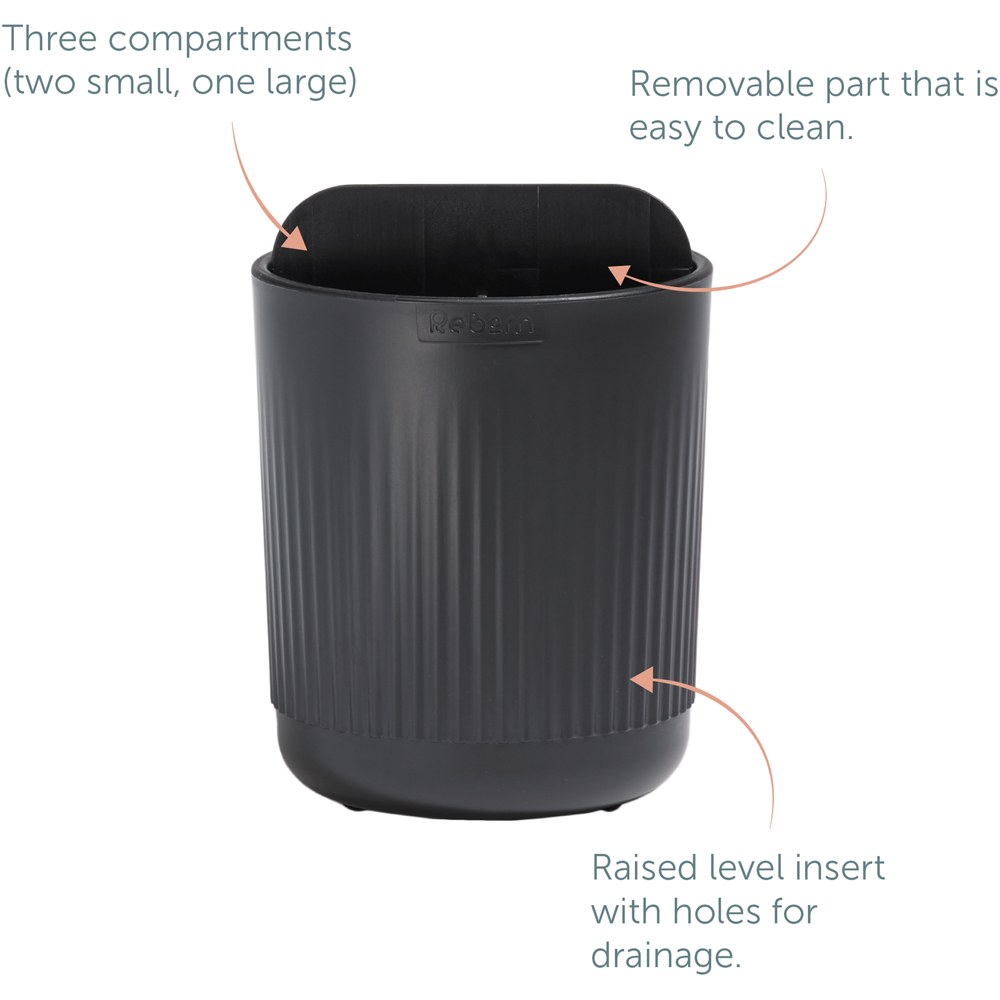 ReBorn Dark Grey Recycled Plastic Toothbrush Holder Image 8