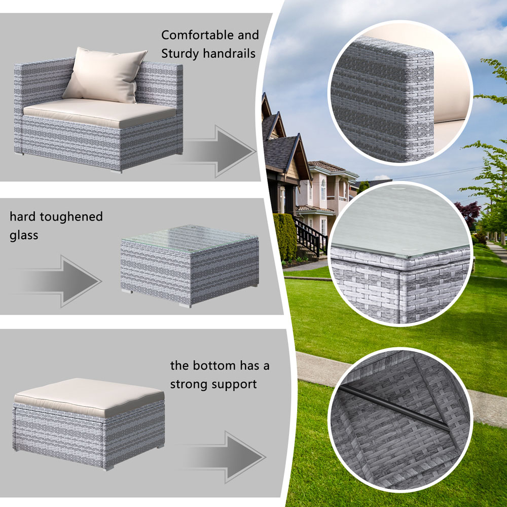 Rattrix 3 Seater Grey Rattan Garden Furniture Set with Washable Cushions Image 3
