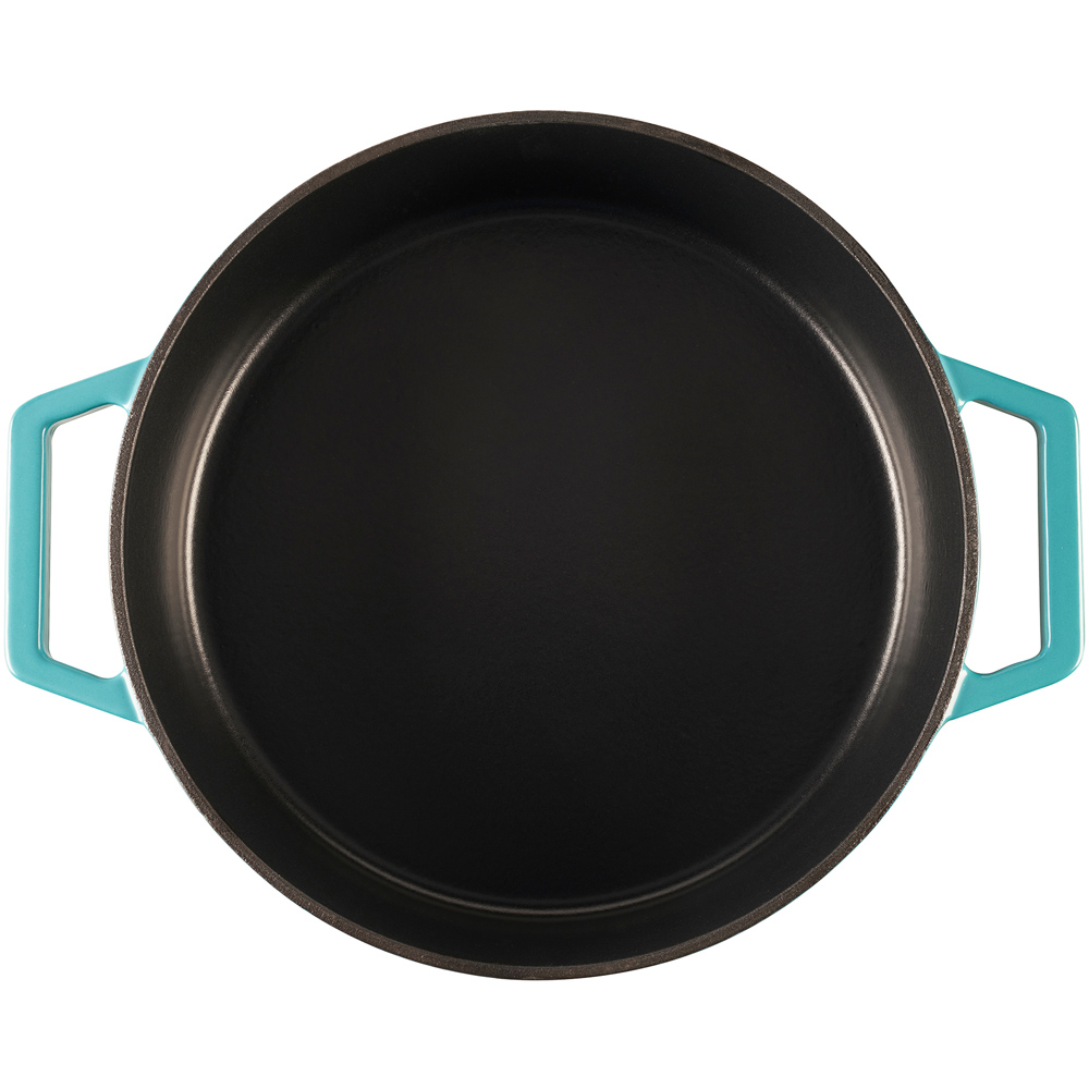 Cooks Professional 28cm Teal Cast Iron Casserole Dish with Lid Image 6