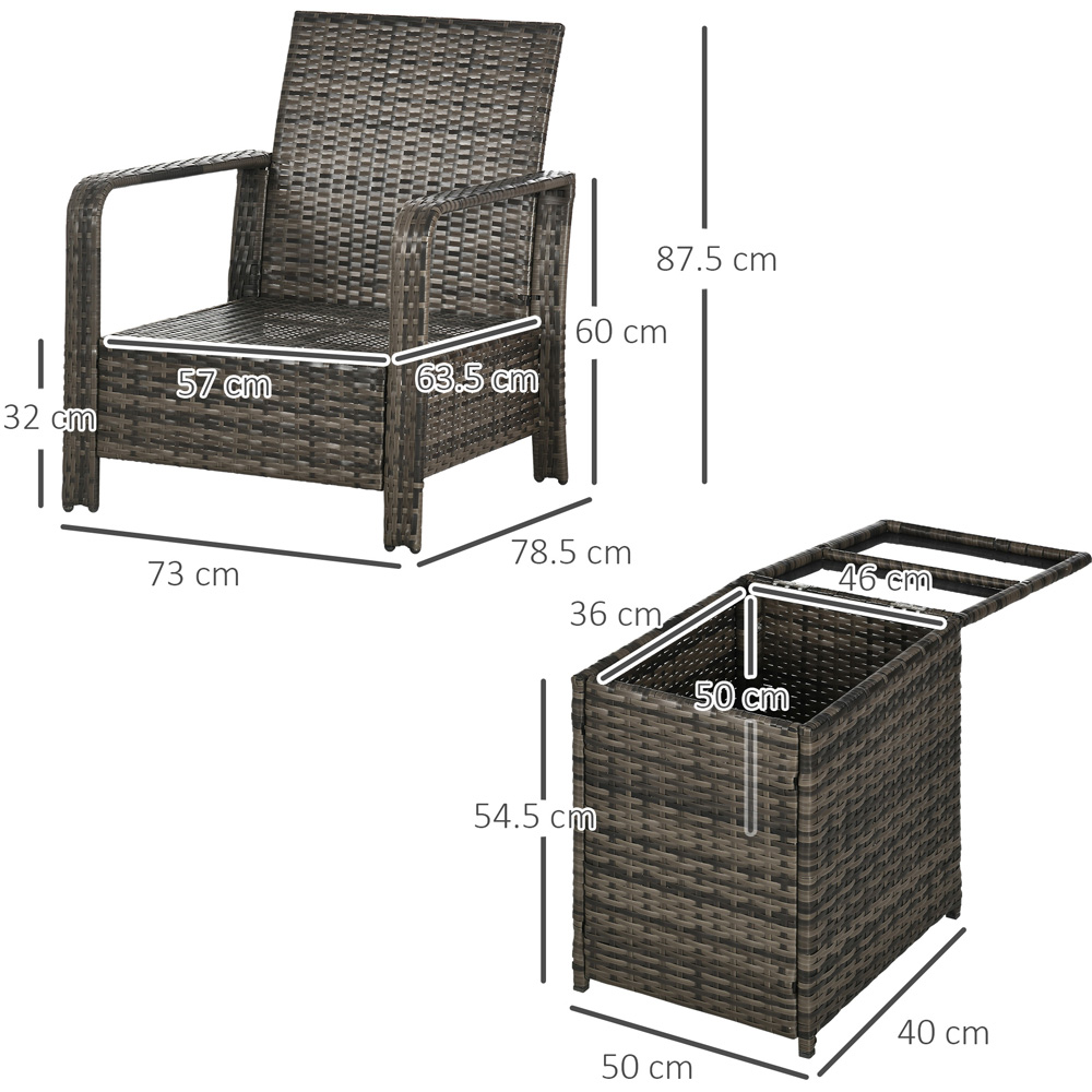 Outsunny 2 Seater Grey Rattan Lounge Set with Storage Image 7