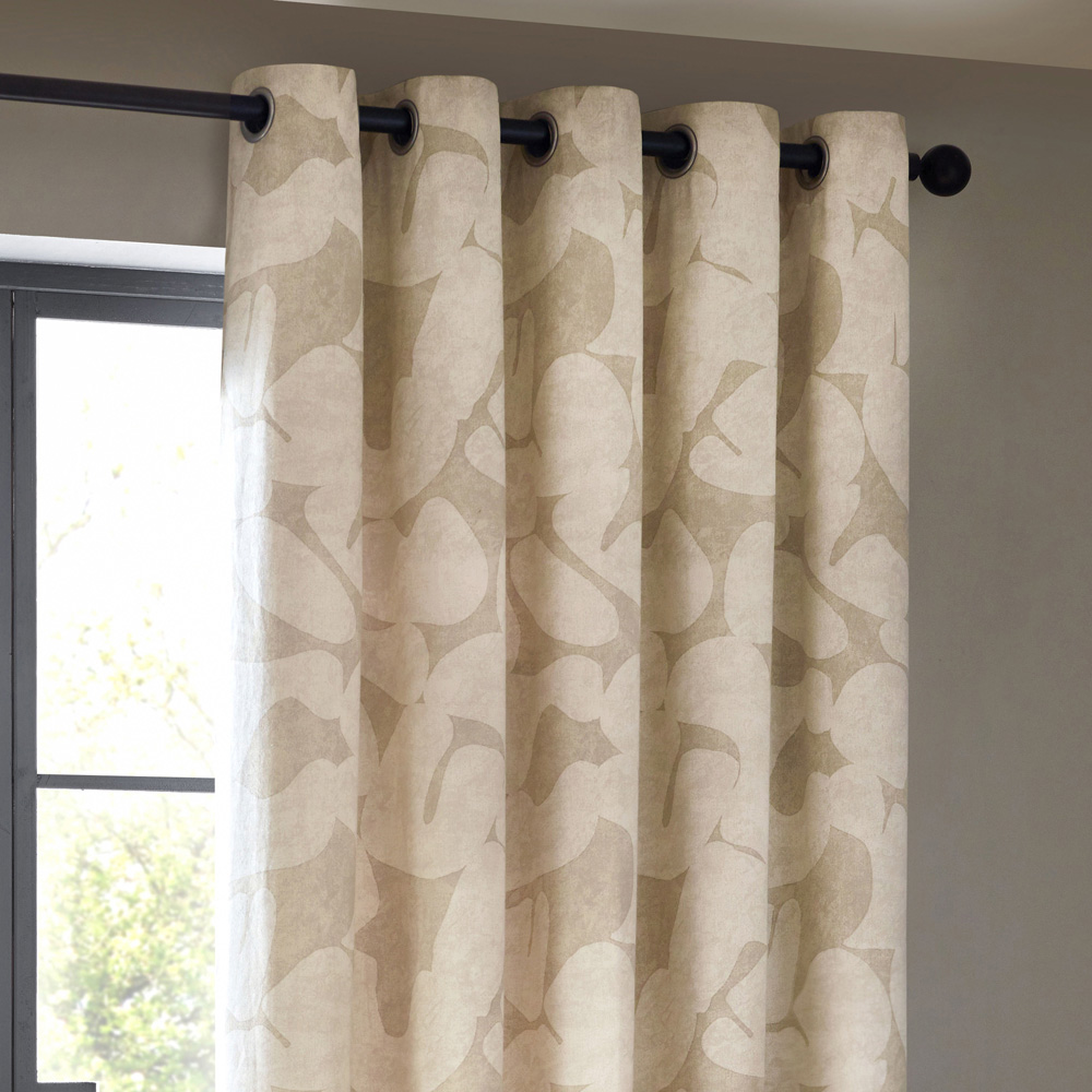 Hoem Brinn Natural Abstract Eyelet Curtains 117 x 137cm Image 4