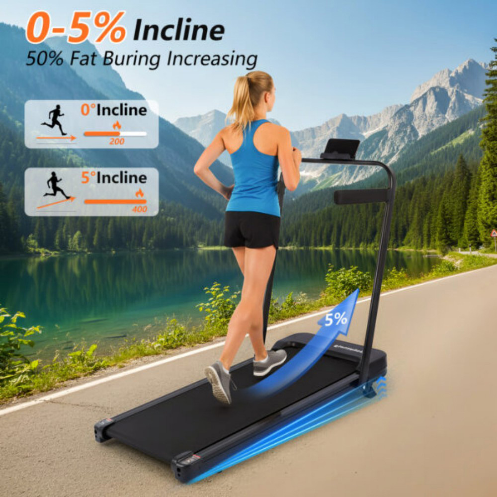Willowmare 2.5HP Foldable Handrail Treadmill with Remote and LED Display Image 3