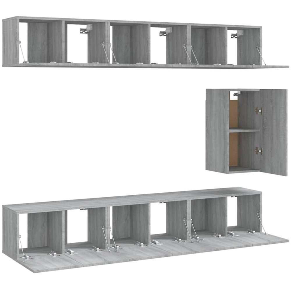 vidaXL 13 Door Grey Sonoma Wall Mounted TV Cabinet Set of 7 Image 4