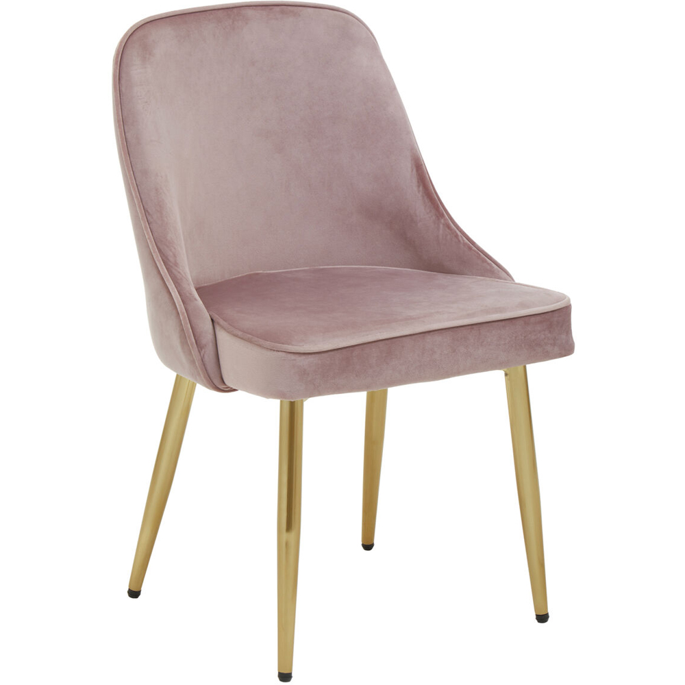 Premier Housewares Demi Dusky Pink Velvet Dining Chair Image 2
