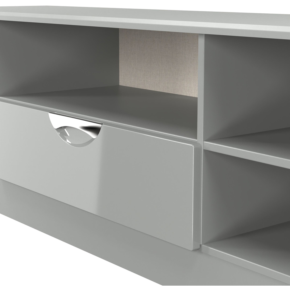 Crowndale Camden Single Door 5 Shelf Grey Gloss and Dusk Grey Wide TV Unit Ready Assembled Image 5