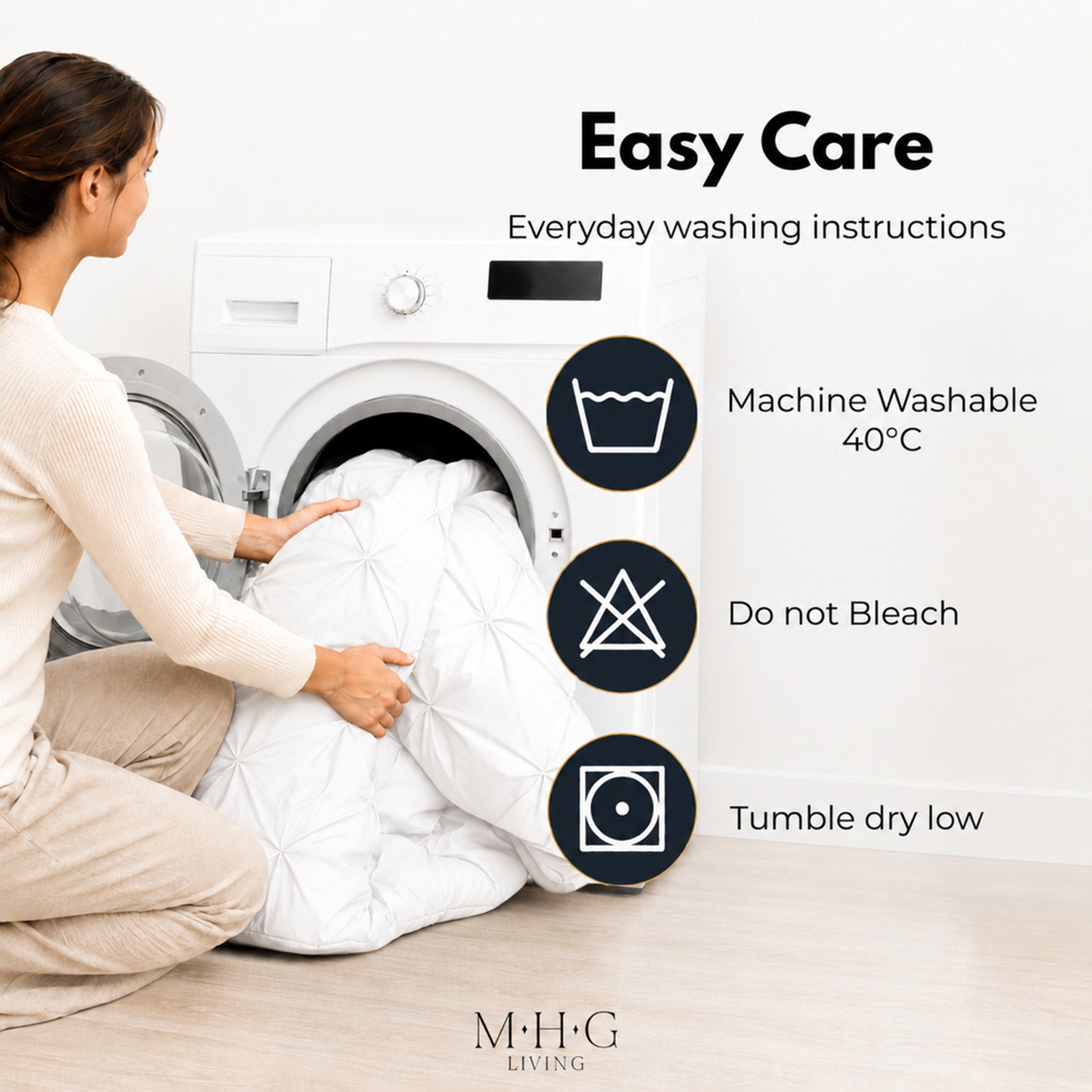 MHG Living Single White Microfibre Pintuck Duvet Cover Set Image 8