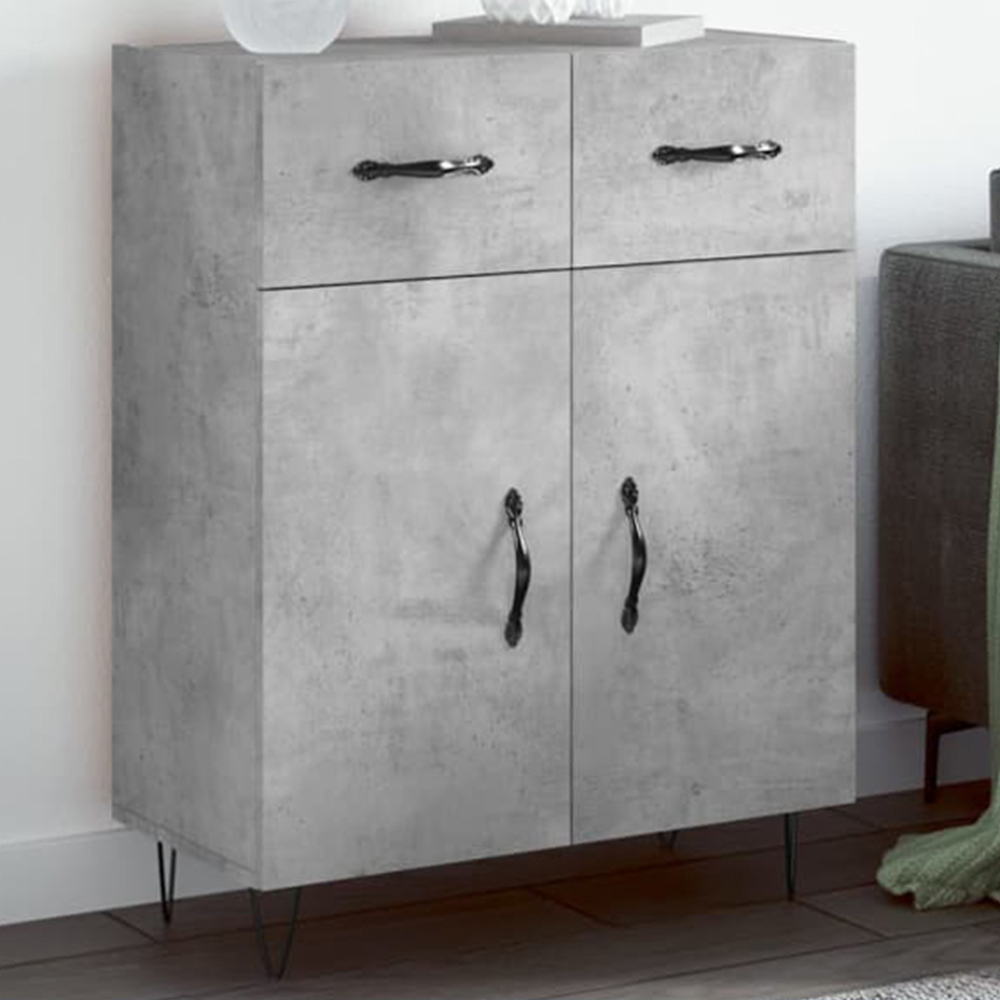 vidaXL 2 Door 2 Drawer Concrete Grey Wooden Sideboard Image 1