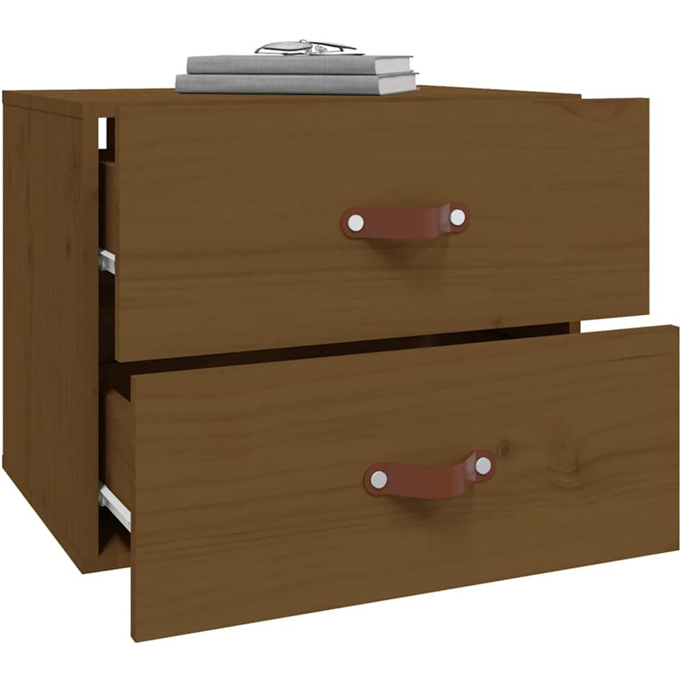 vidaXL 2 Drawer Honey Brown Wall Mounted Nightstand Image 3