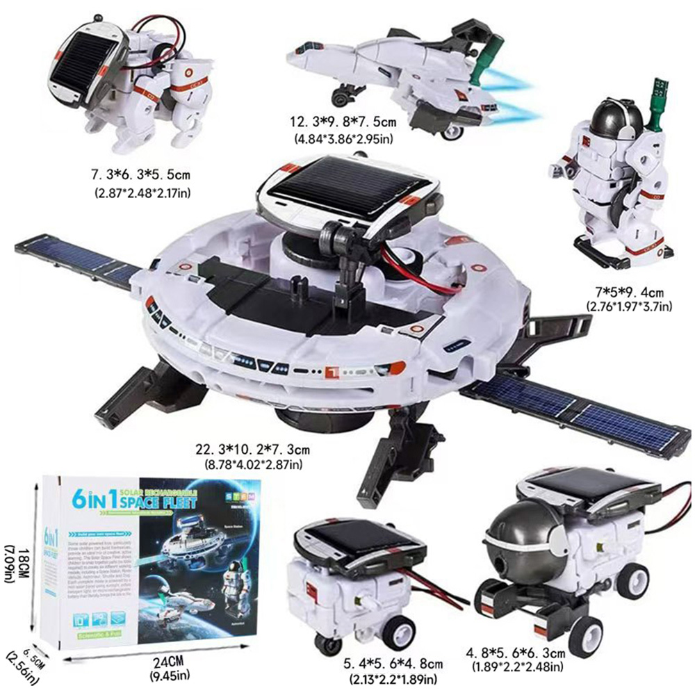 H&O Direct Kids 6-in-1 White DIY Solar Robot Toy STEM Project Set Image 7