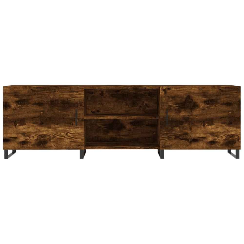 vidaXL 2 Door 2 Shelf Smoked Oak Wooden TV Cabinet Image 5