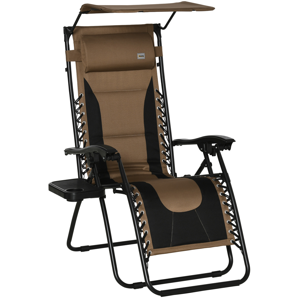 Outsunny Brown and Black Zero Gravity Folding Recliner Chair Image 2