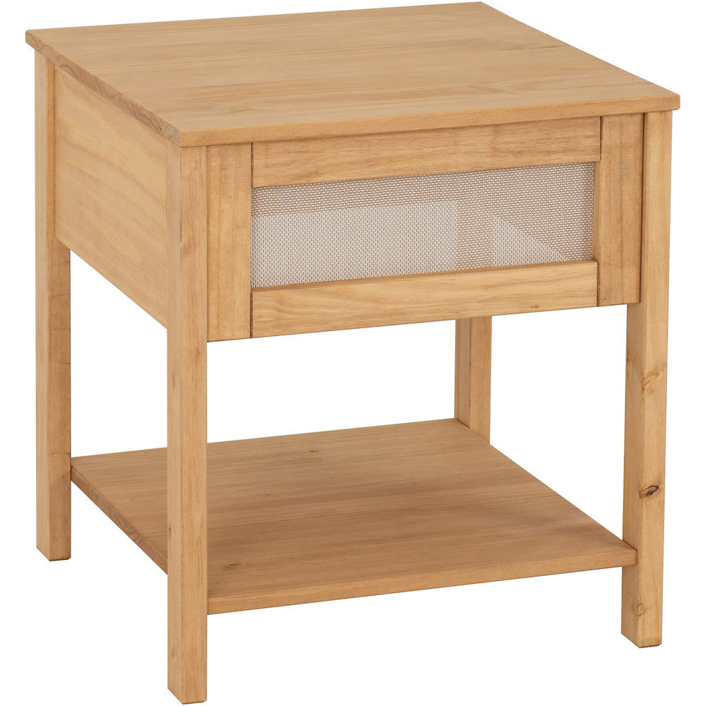 Seconique Corona Distressed Wax Pine and Rattan Effect Side Table Image 2