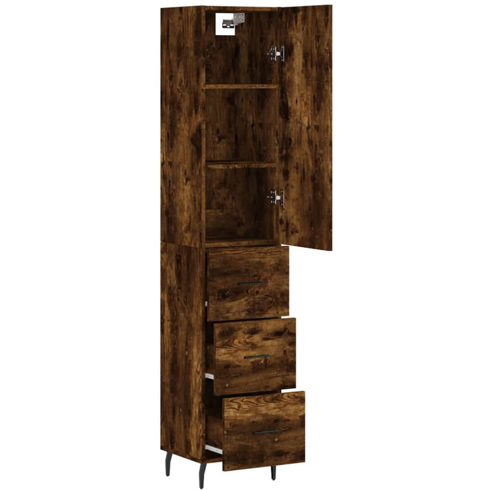 vidaXL Single Door 3 Drawer Smoked Oak Highboard Image 4