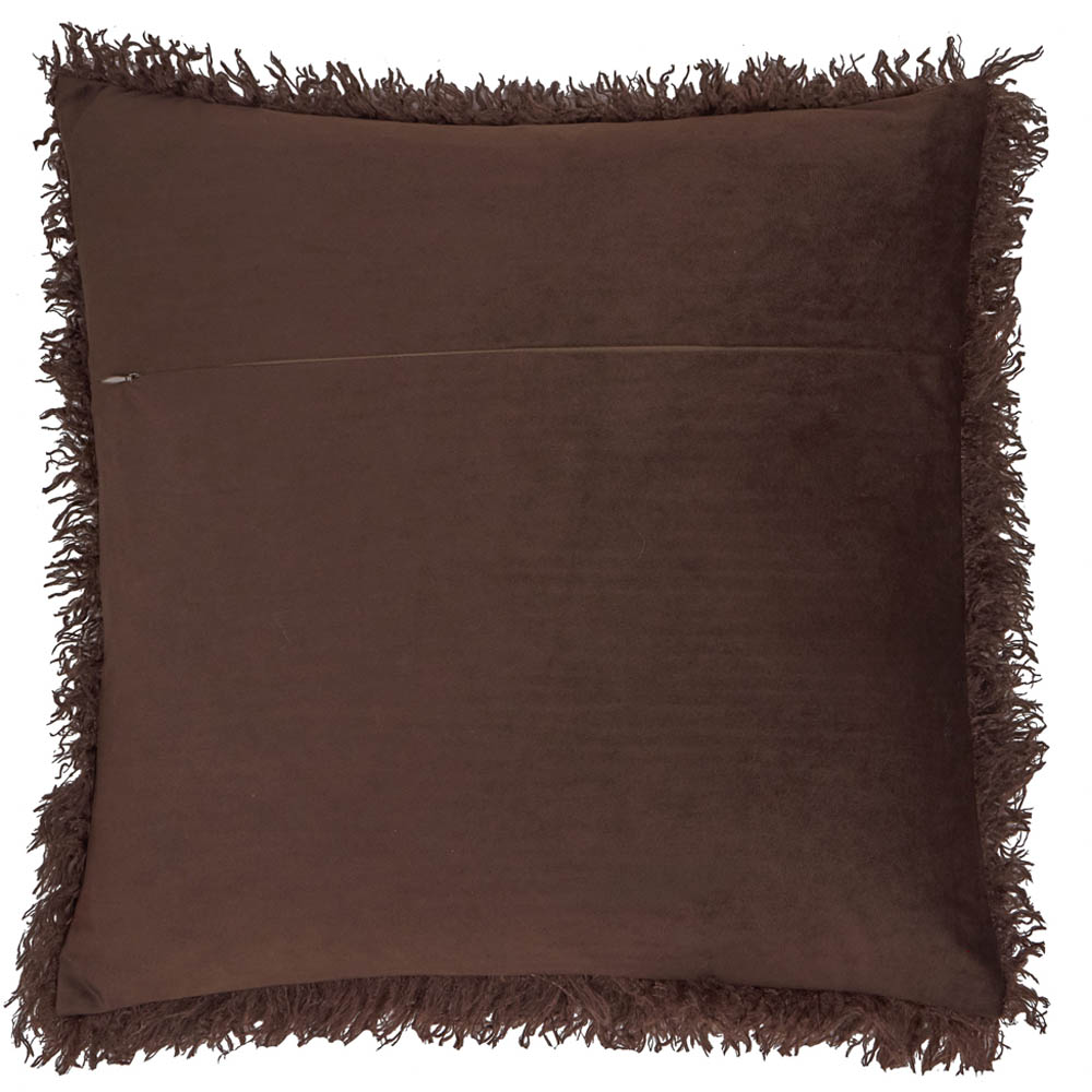 Furn Rowan Chocolate Faux Fur Reversible Cushion 50 x 50cm Image 2