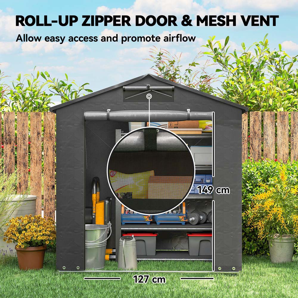 Outsunny 6 x 4ft Dark Grey Garden Bike Storage Shed Image 5