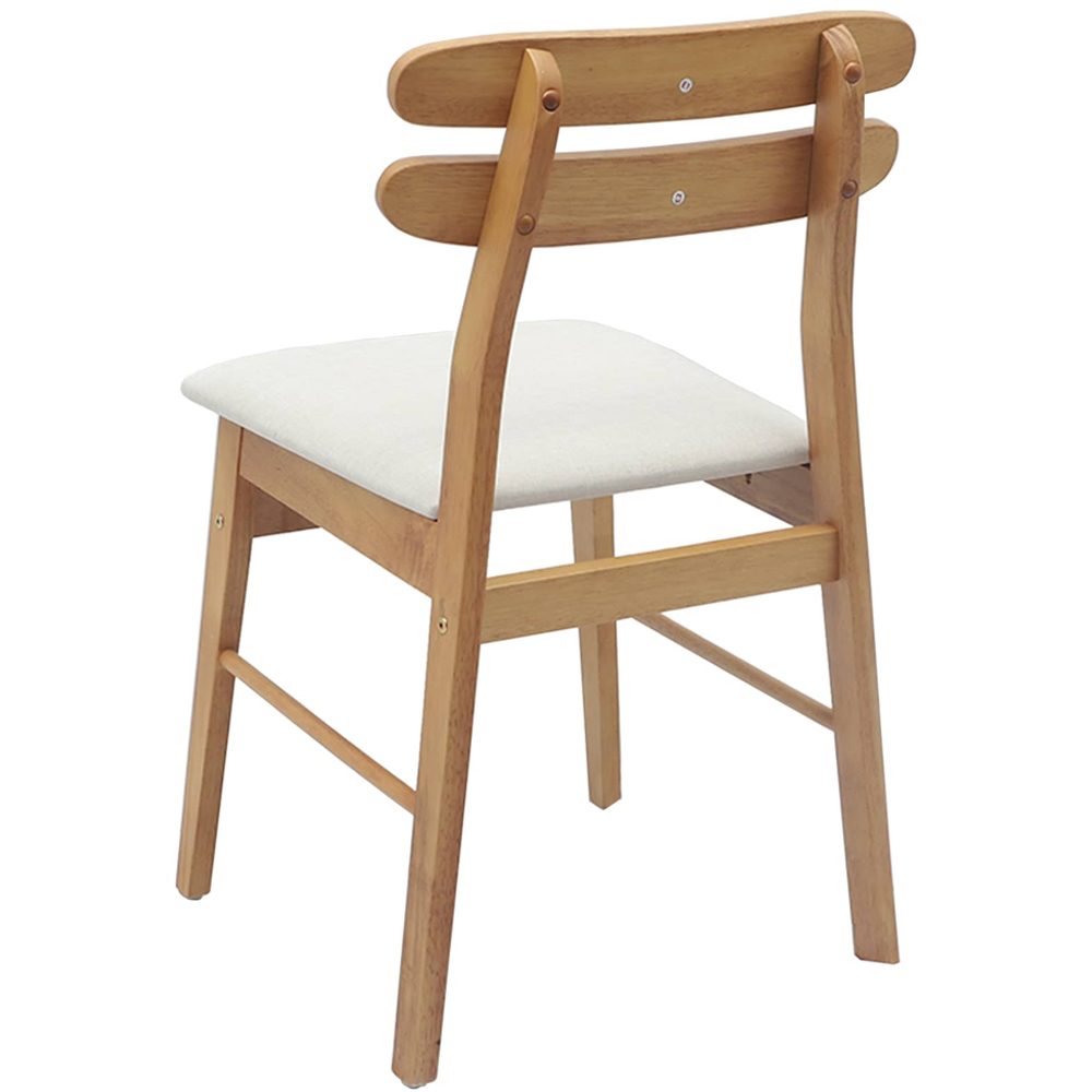 vidaXL Set of 2 Natural Rubberwood Rectilinear Vintage Dining Chairs Image 4