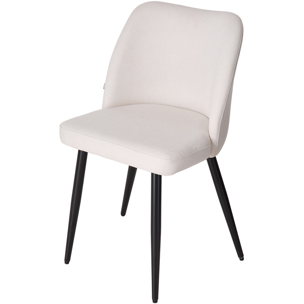 Living and Home Set of 2 Beige Linen Upholstered Dining Chairs Image 3