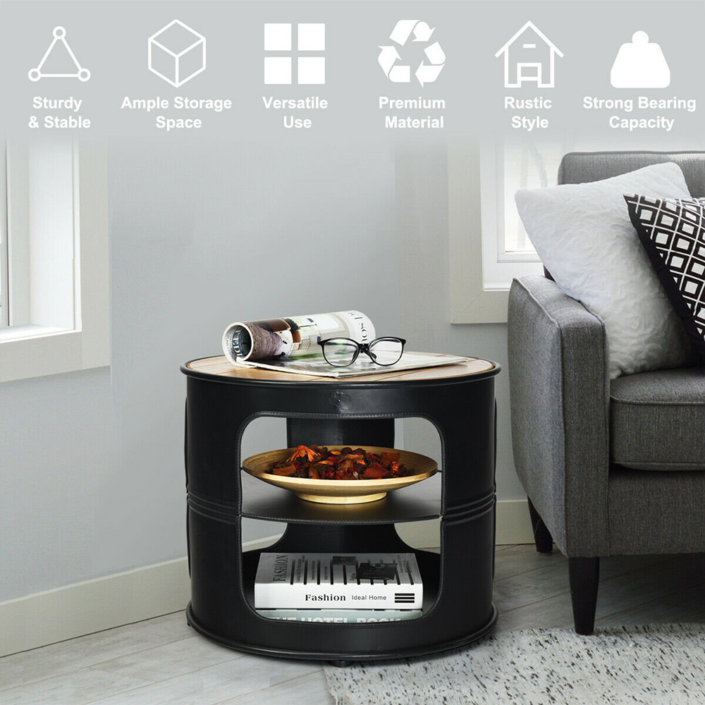 Costway 3 Shelf Round End Table Image 6