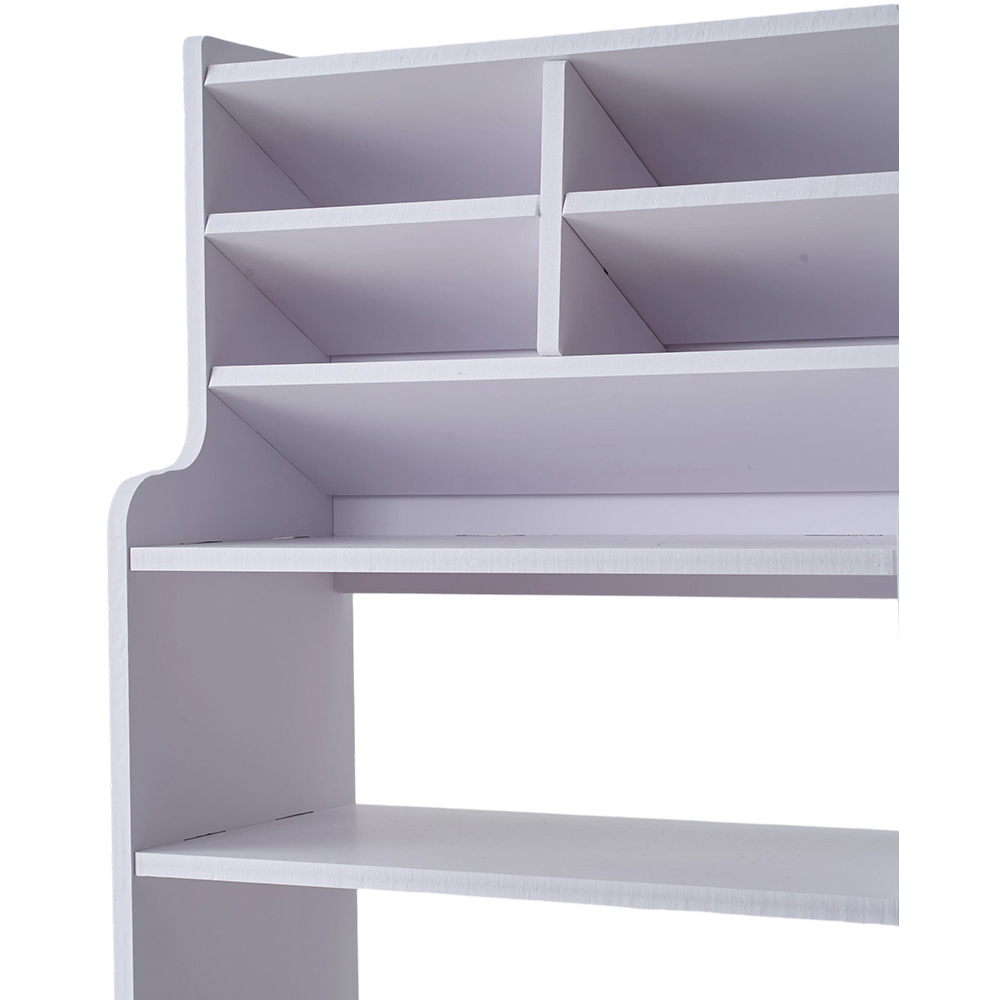Living and Home 2 Shelf White Desktop Storage Shelf with Raised Base and Angled Compartments Image 5
