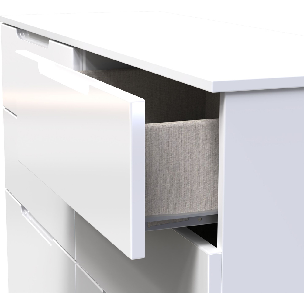 Crowndale Milan 6 Drawer White Gloss and White Wide Chest of Drawers Ready Assembled Image 6