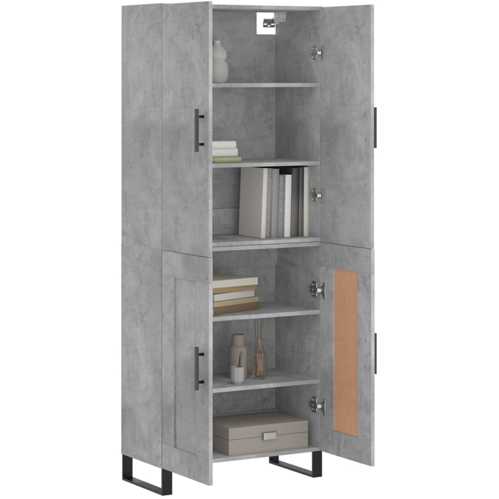 vidaXL 4 Door Concrete Grey Tall Highboard Image 3