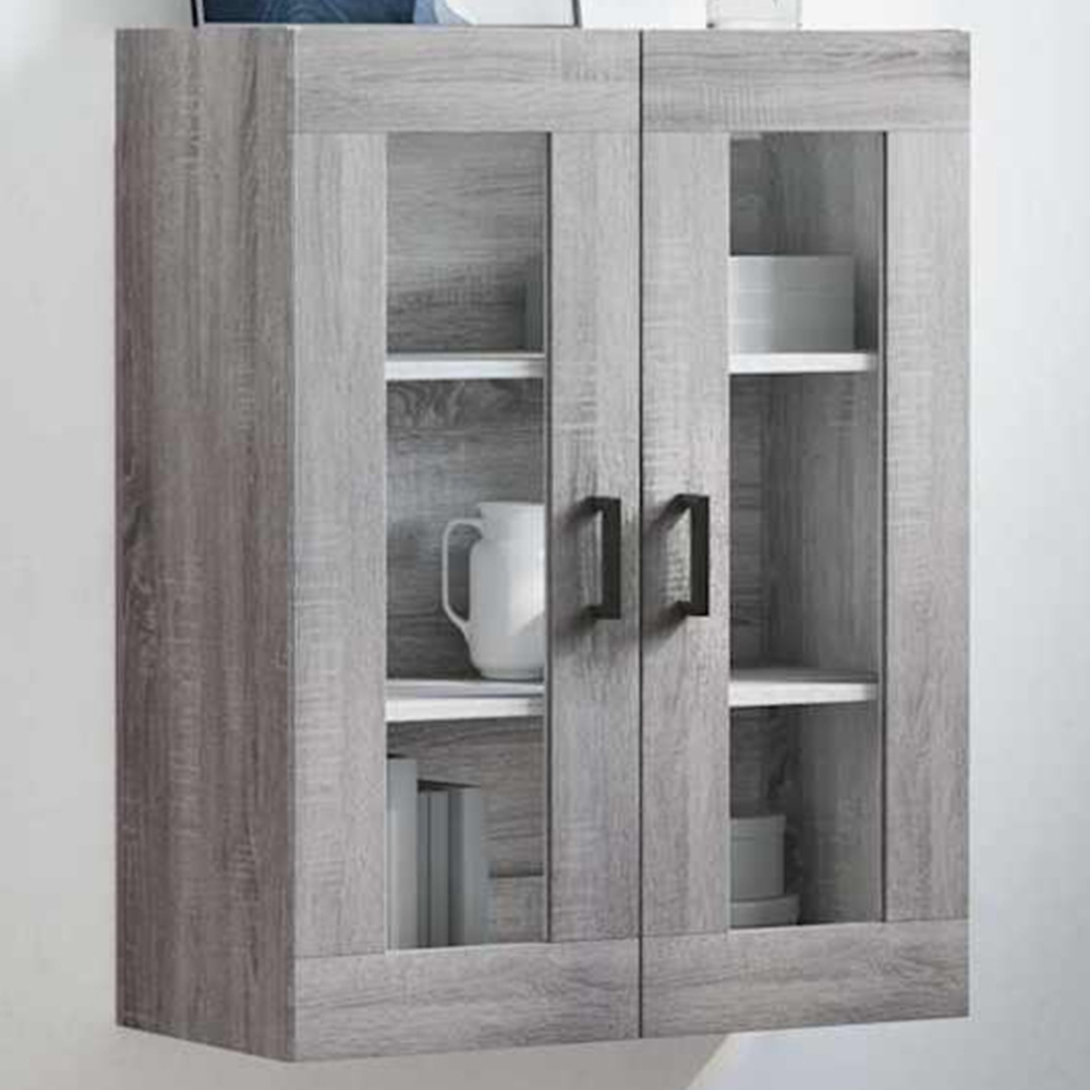 vidaXL 2 Door 3 Shelf Grey Sonoma Wall Mounted Cabinet Image 1