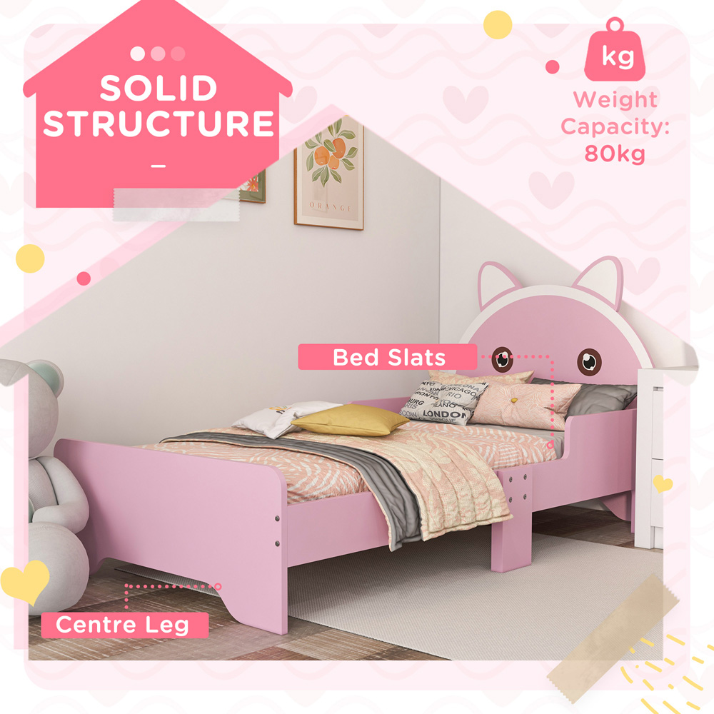 Tommy Toys Pink Cat Toddler Bed Frame with Guardrail Image 6