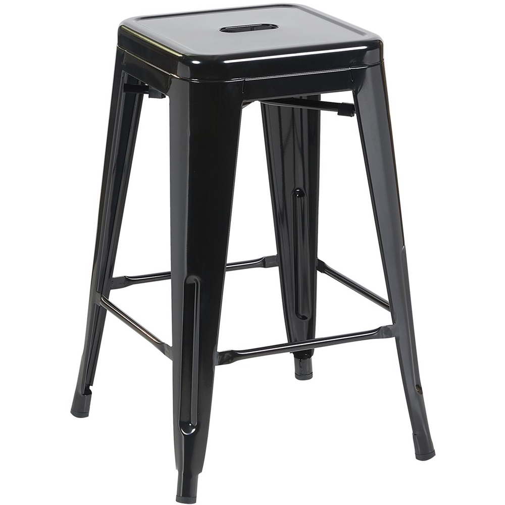FWStyle Black Gloss Metal Bar Stool 4 Pack Image 2