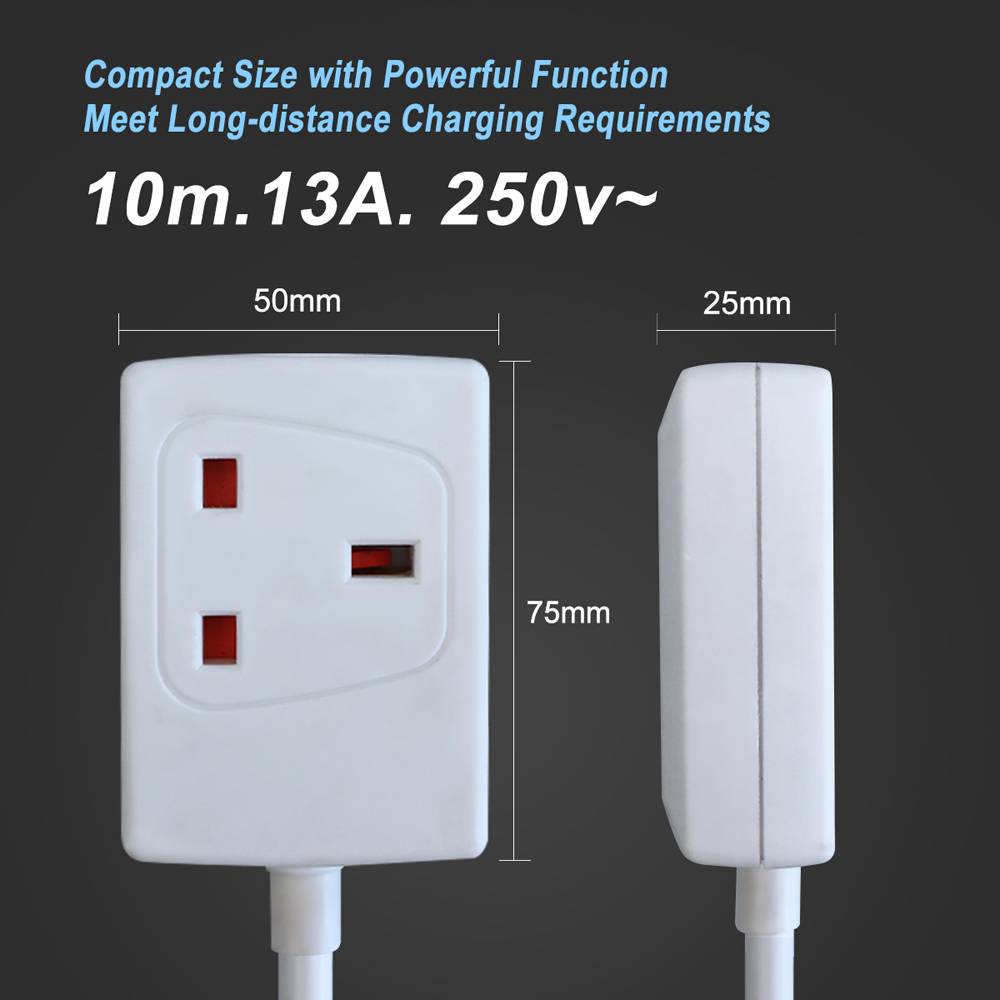 ExtraStar 13A 10m Single Socket White Extension Lead with Cable Image 5